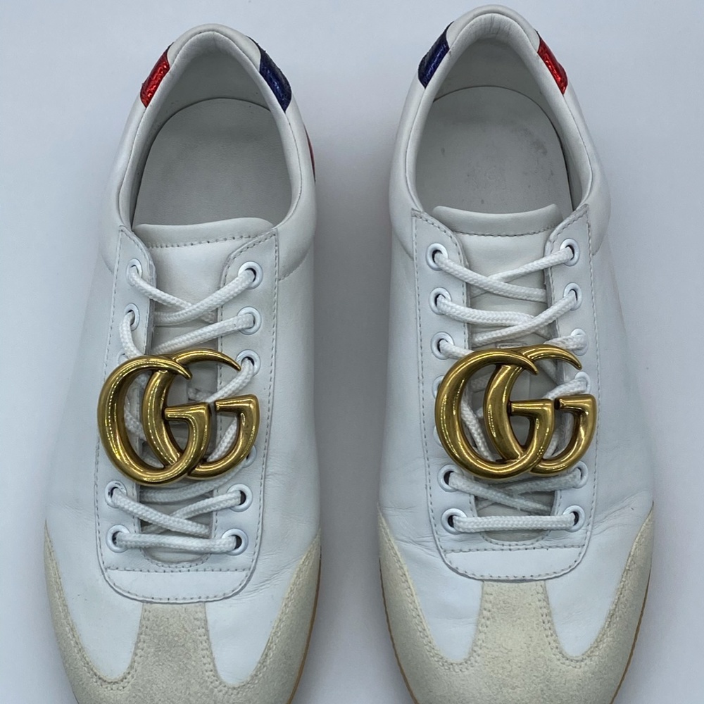 Gucci Bambi GG White Leather Low-top Sneakers - Picture 2 of 11